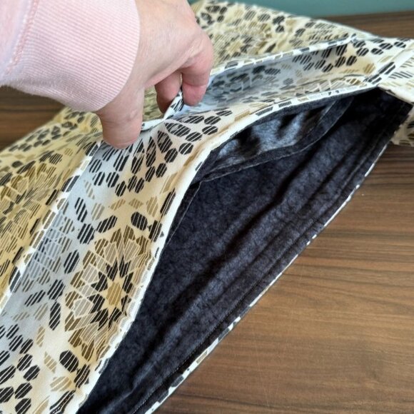 Hanging Walker Bag Upholstery Fabric Pockets Geometric Pattern Ivory Tan Black - Picture 5 of 9